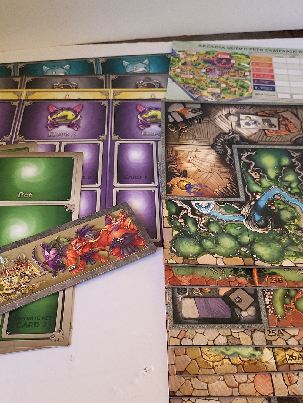 Arcadia Quest Game Board and Cards Replacement Parts #0520B